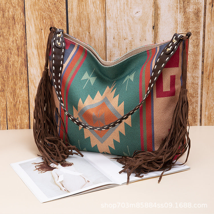 Wholesale Aztec Flowing Cotton and Hemp Canvas Handheld Shoulder Bag