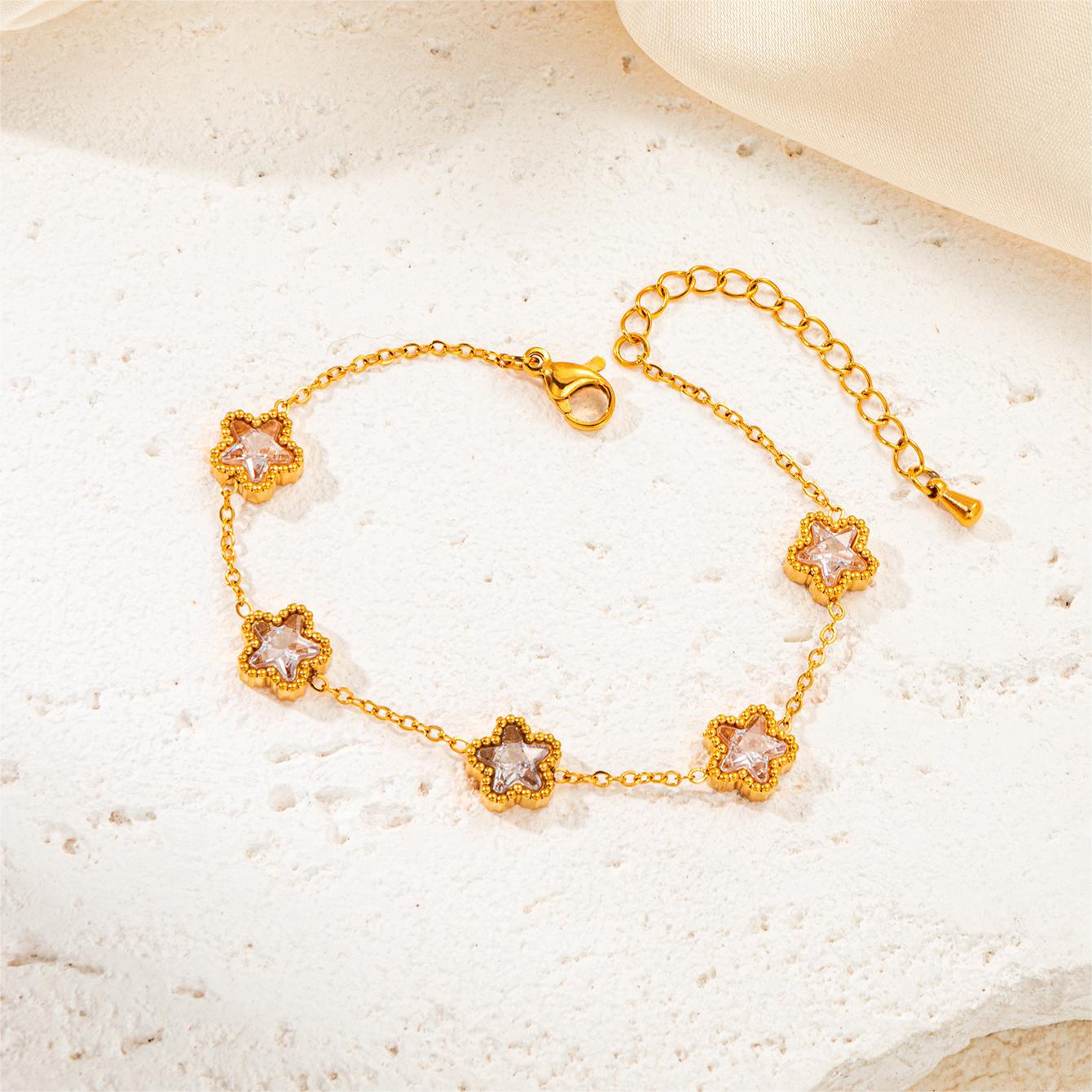 Wholesale Bracelet Summer Gold Retro Titanium Steel Bracelet High-grade Emerald Zircon