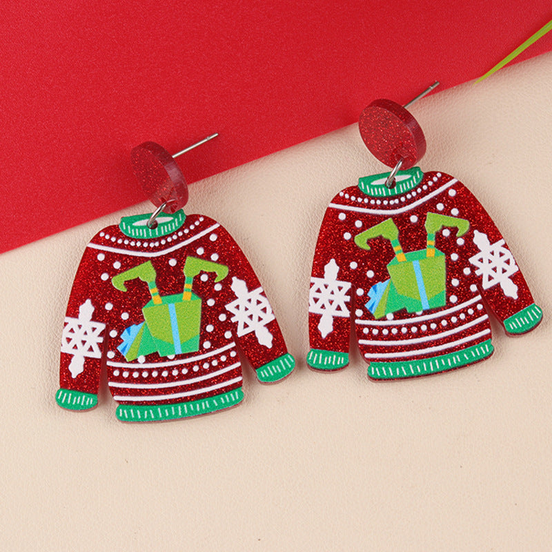 Wholesale Acrylic Sweater Christmas Earrings Earrings
