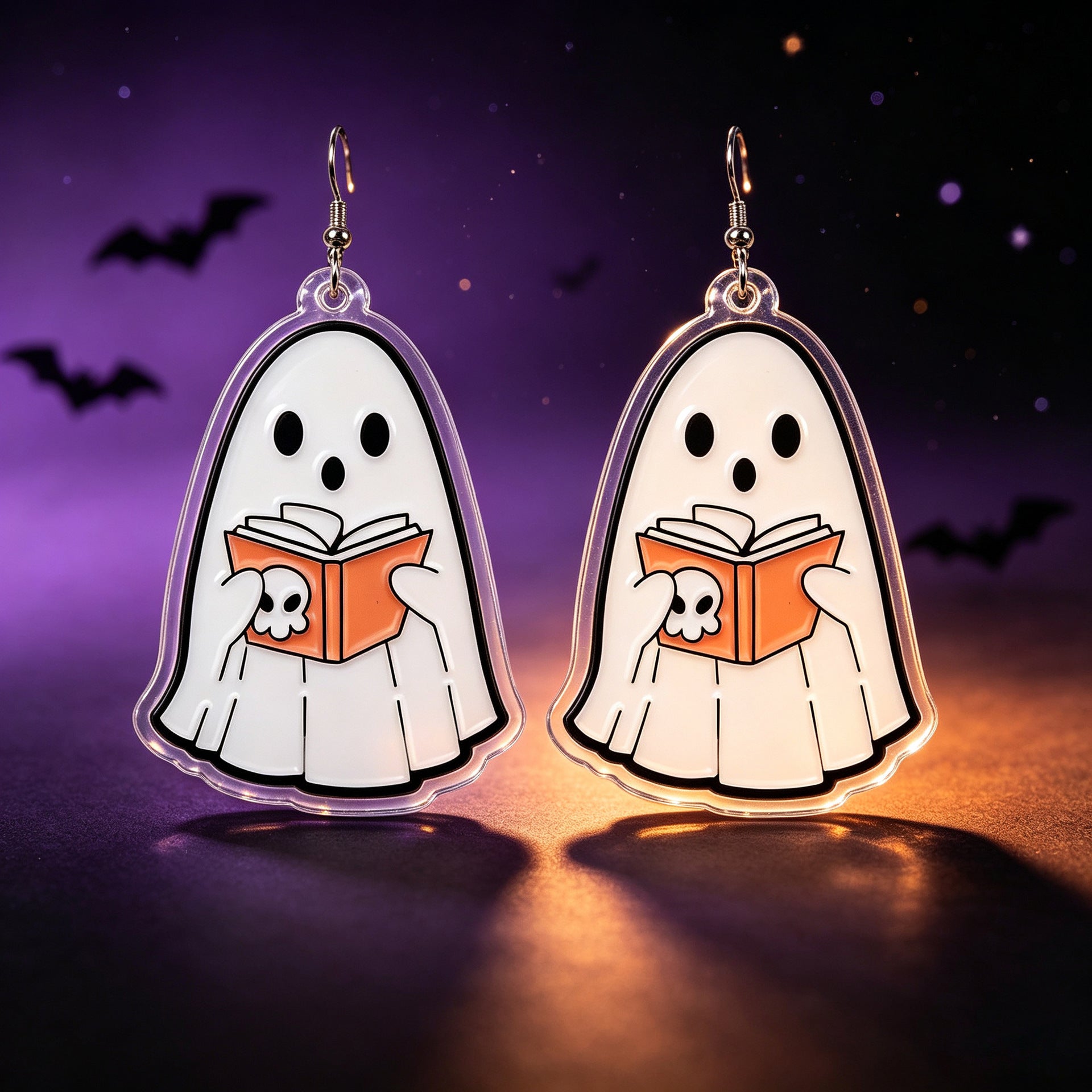 Wholesale  Ghost Cartoon Acrylic Earrings Funny Reading Design Cute Fashion Accessory For Party And Casual Wear