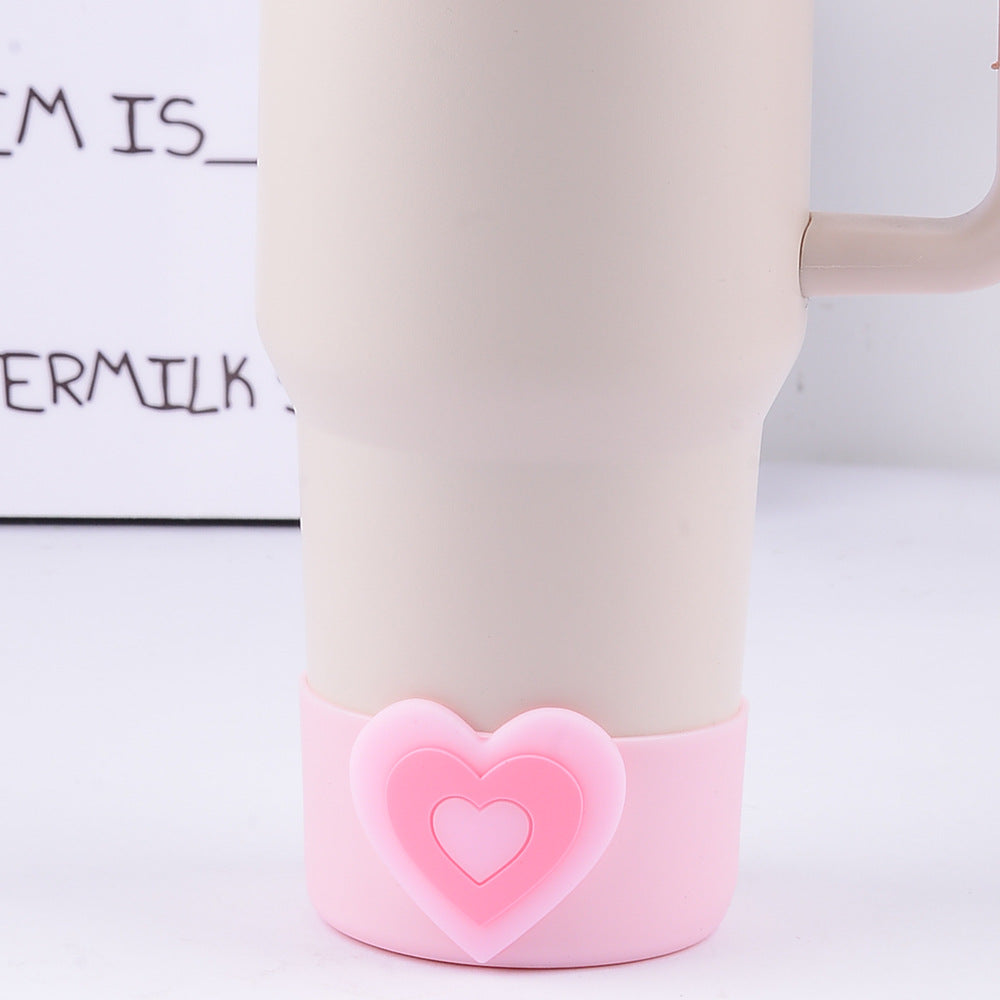 Wholesale  New Creative 10mm Colorful Heart Straw Cap Dustproof 7.5cm Silicone Protective Cup Cover Anti-Fall Accessories