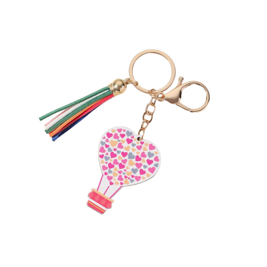 Wholesale Valentine's Day Love Truck Tassel Wooden Keychain