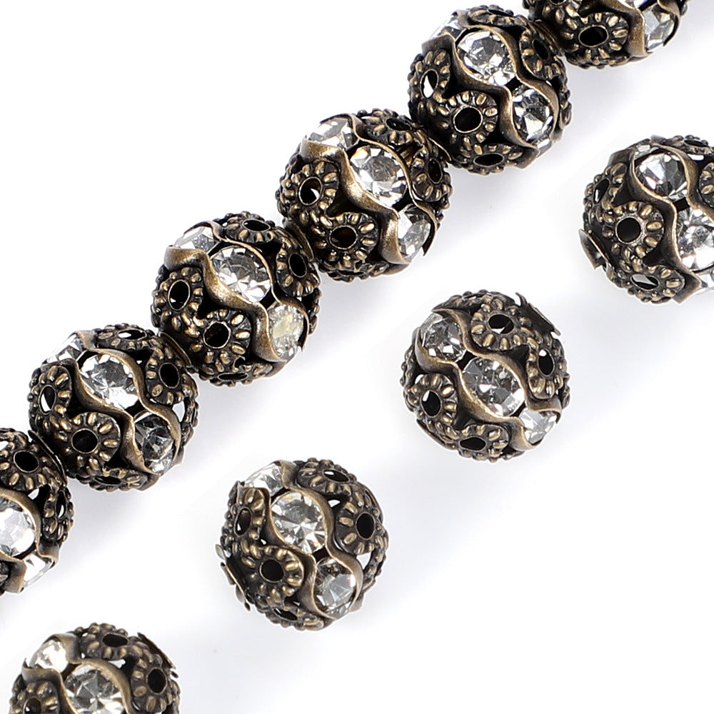 Wholesale 20pcs Hollow Out Single Thread Diamond Ball Spacer Beads