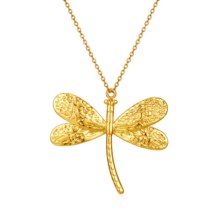 Wholesale  fashion dragonfly shape pendant stainless steel necklace women's Joker 18K clavicle chain