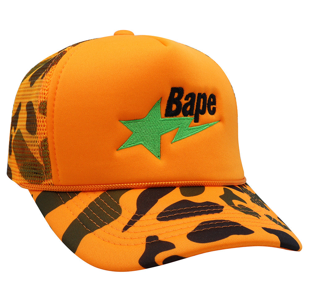 Wholesale Plaid Camouflage Embroidered Truck Hat Sun Protection Mesh Baseball Cap