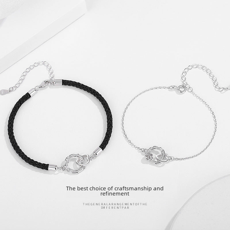 Wholesale Silver couple bracelet thorn and rose bracelet