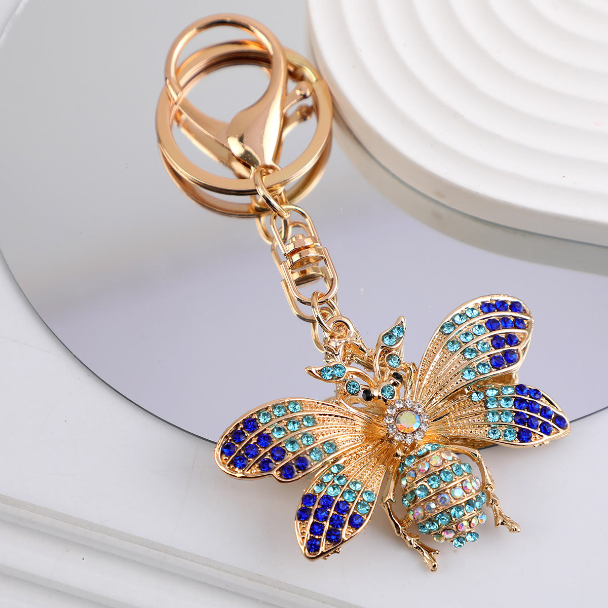 Wholesale Colorful diamond studded butterfly metal keychain