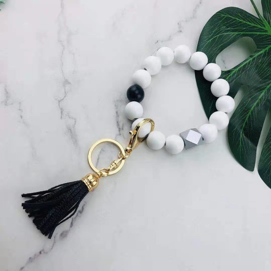 Llavero de muñeca con cuentas de silicona al por mayor