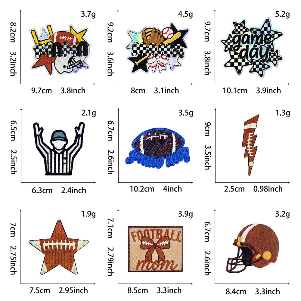 Wholesale Polyester Iron On Embroidered Patch Rugby Design DIY Badge For Shoes And Hats Casual Craft Supply