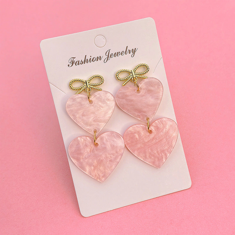 Wholesale Red Love Series Butterfly Knot Valentine' s Day Acrylic Earrings