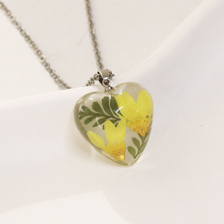 Wholesale 6pcs Monthly Everlasting Flower Resin Epoxy Love Pendant Necklace