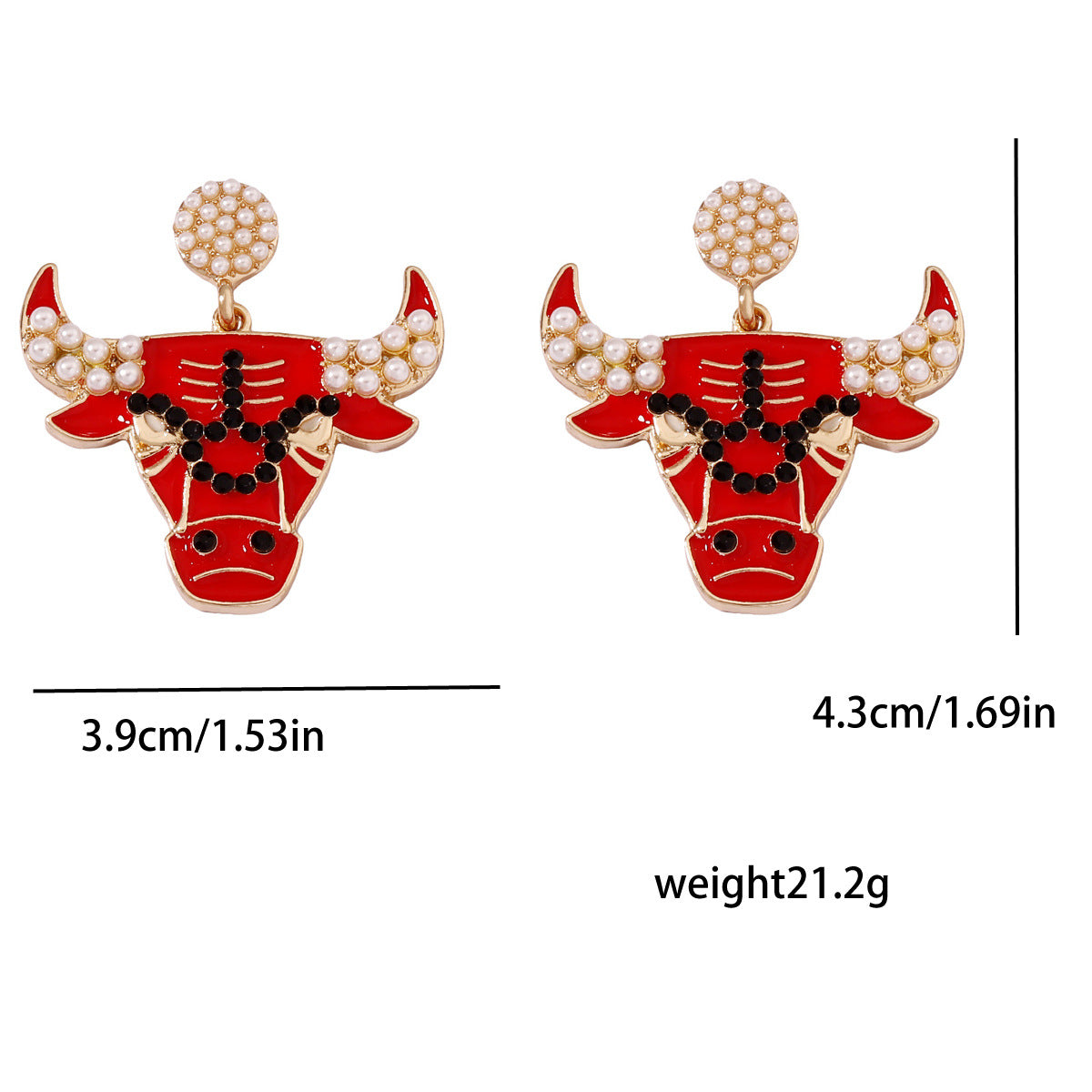 Wholesale Bull Head Pearl and Diamond Earrings