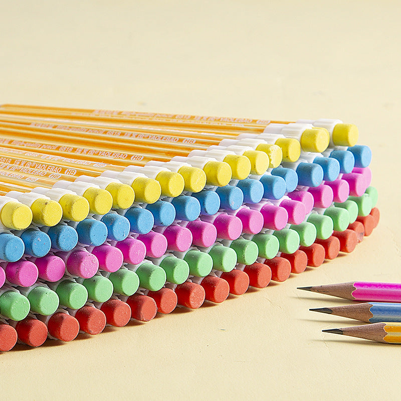 Wholesale Color Pencils with Large Leather Tips HB Hexagonal Log Pencils