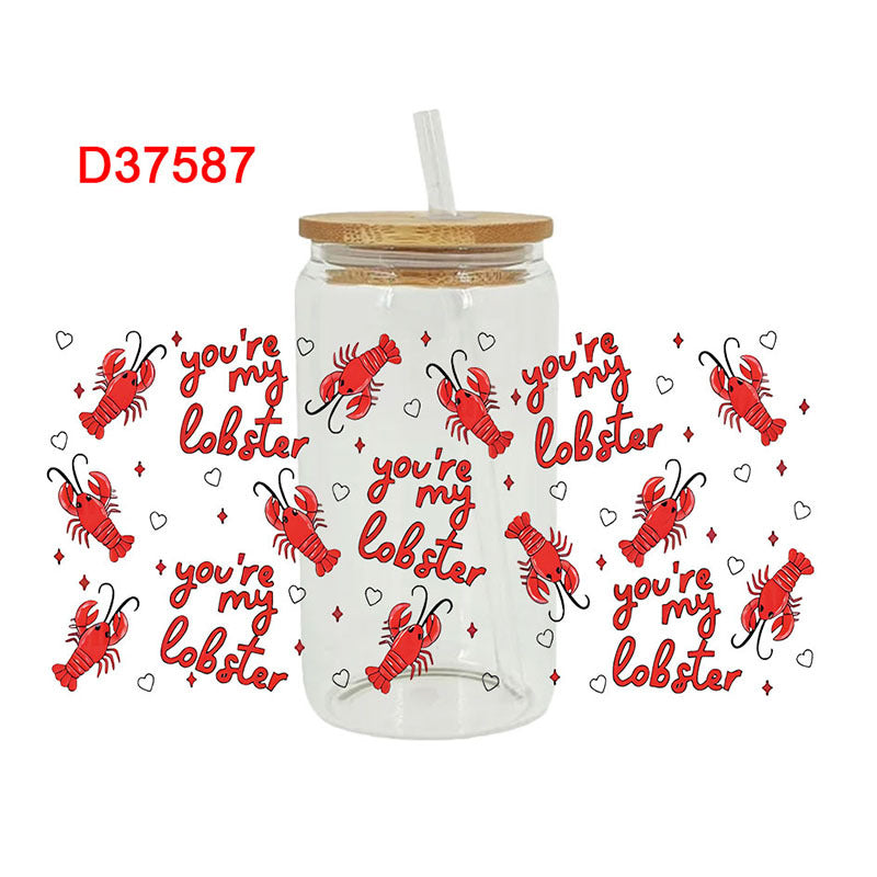 Wholesale UV transfer sticker for glass cups crystal label crystal sticker 16OZ UV DTF WRAPS