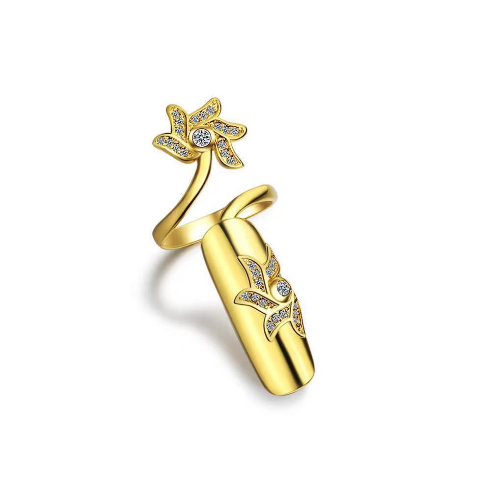 Wholesale Geometric Diamond Open Nail Ring