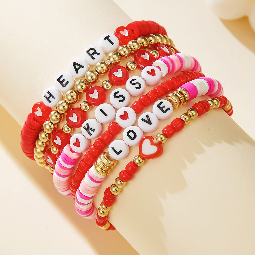 Wholesale Valentine' s Day Love Stacked Letter clay bead bracelet