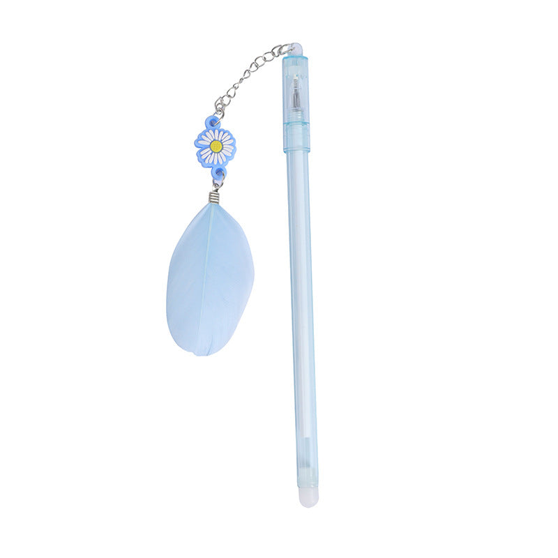Wholesale Plastic Daisy Feather Pendant Gel Pen