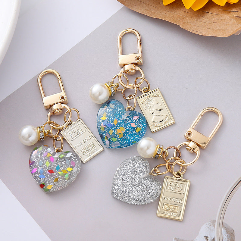 Wholesale Pearl Love Broken Color Keychain