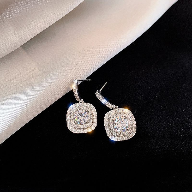 Wholesale White Copper Full Diamond Micro Inlaid Earrings
