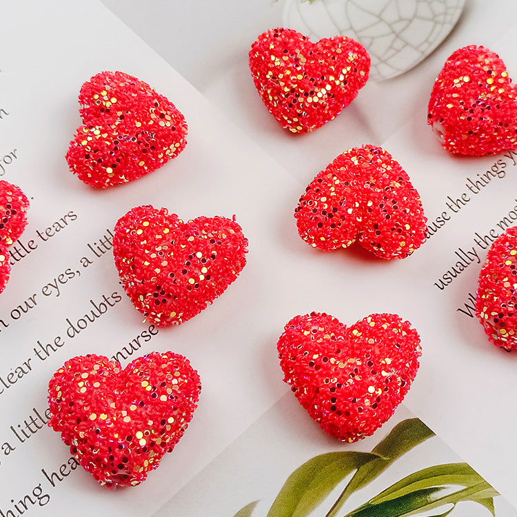Wholesale Sequined heart-shaped straight hole Acrylic Beads