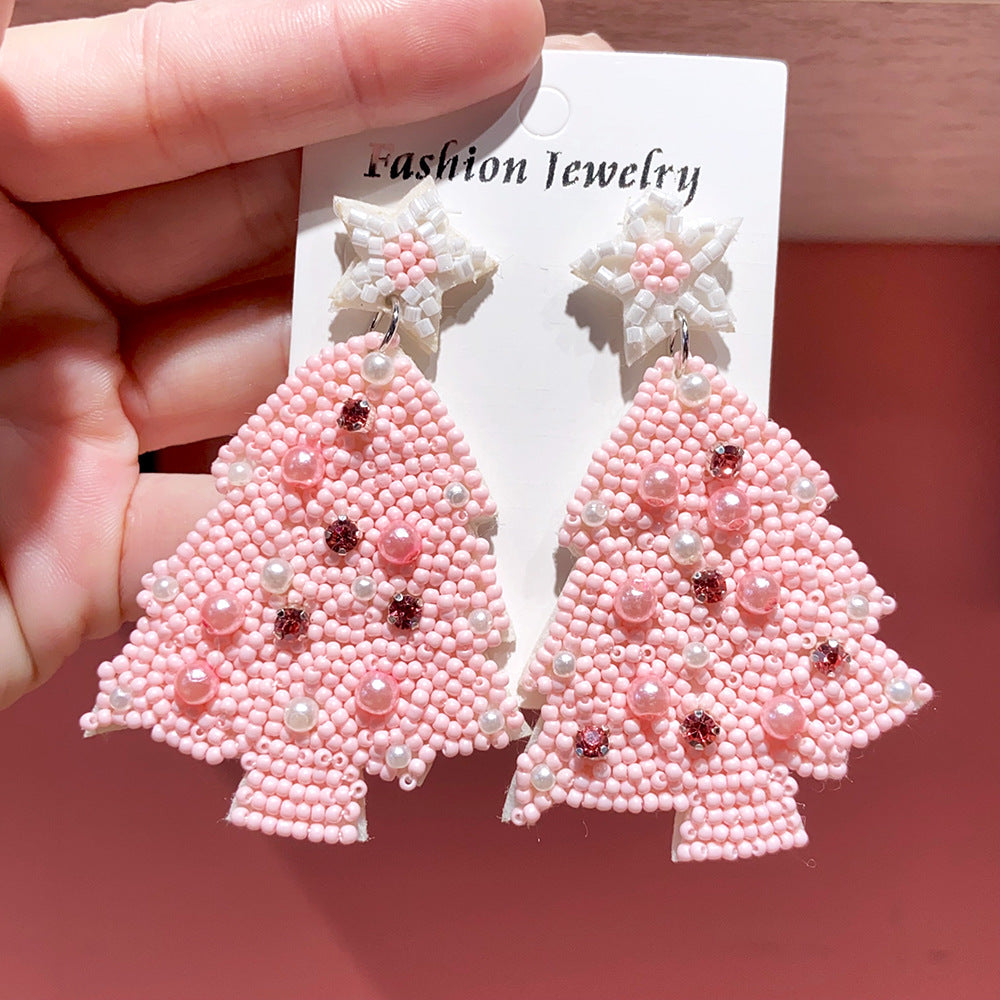 Wholesale Christmas Rice Bead Resin Earrings