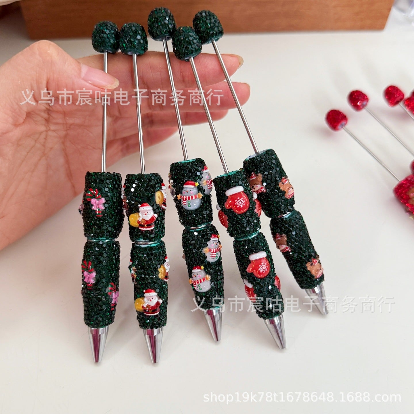 Wholesale Two-tone Christmas rhinestone  beadable pens