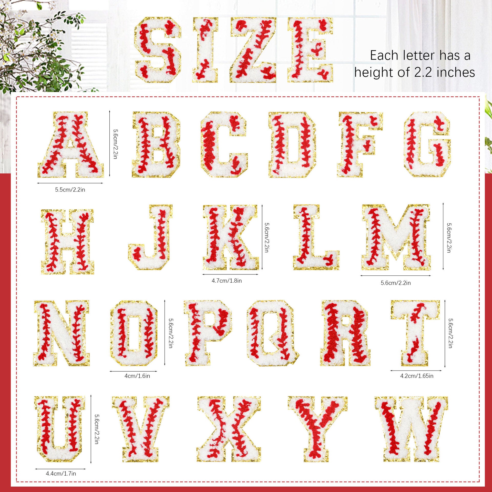 Wholesale Baseball English alphabet stickers 26 English embroidery stickers