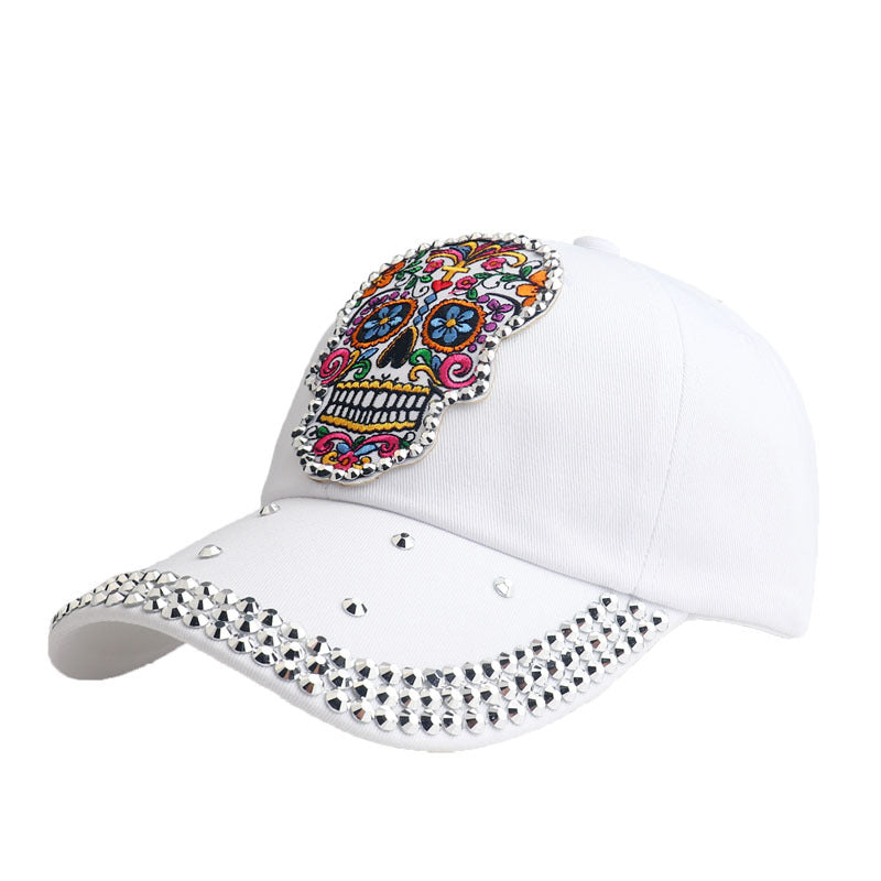 Wholesale Cotton Skeleton Embroidered Decal with Diamonds for Baseball Hats
