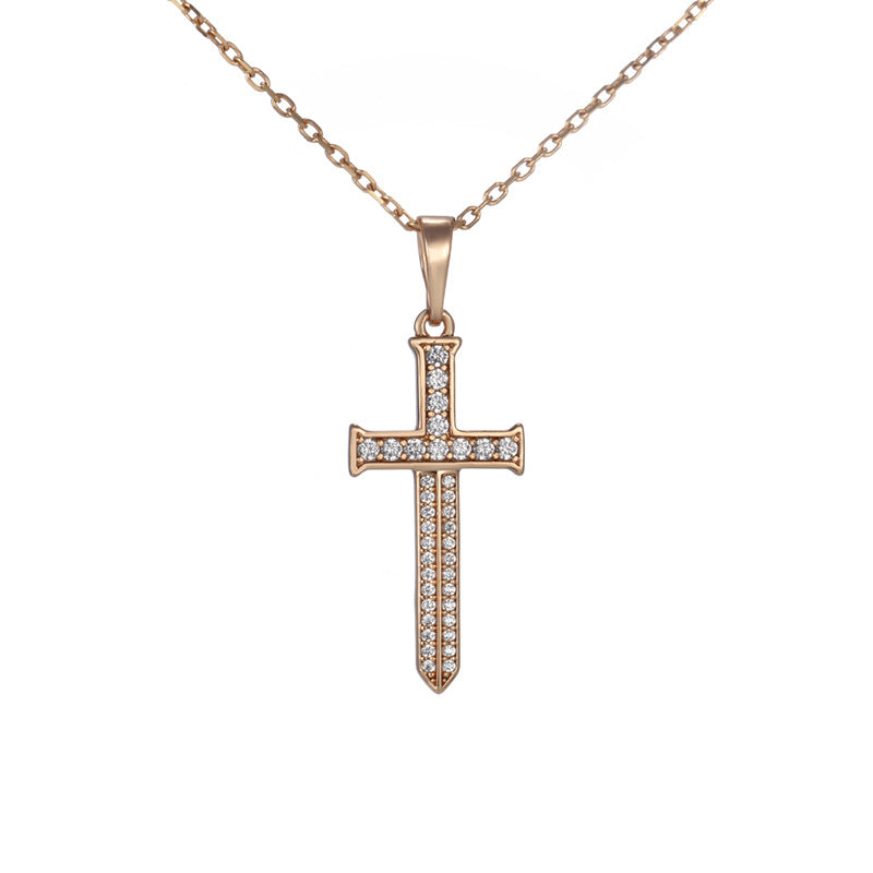 Wholesale Copper Micro Inlaid Zircon Cross Pendant, Personalized Hip-hop Character Necklaces