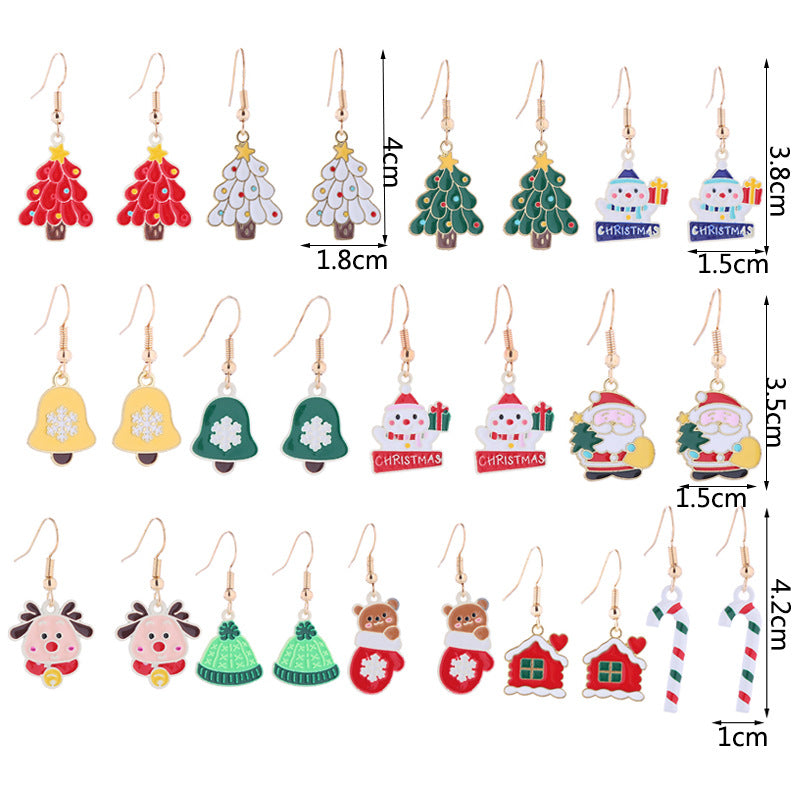 Wholesale Cartoon Santa Claus Snowman Bells Snowflake Christmas Earrings