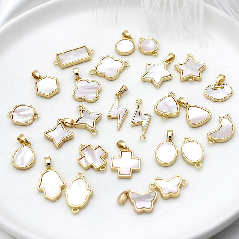 Wholesale Copper Plated 18K True Gold White Seashell DIY Jewelry Accessories