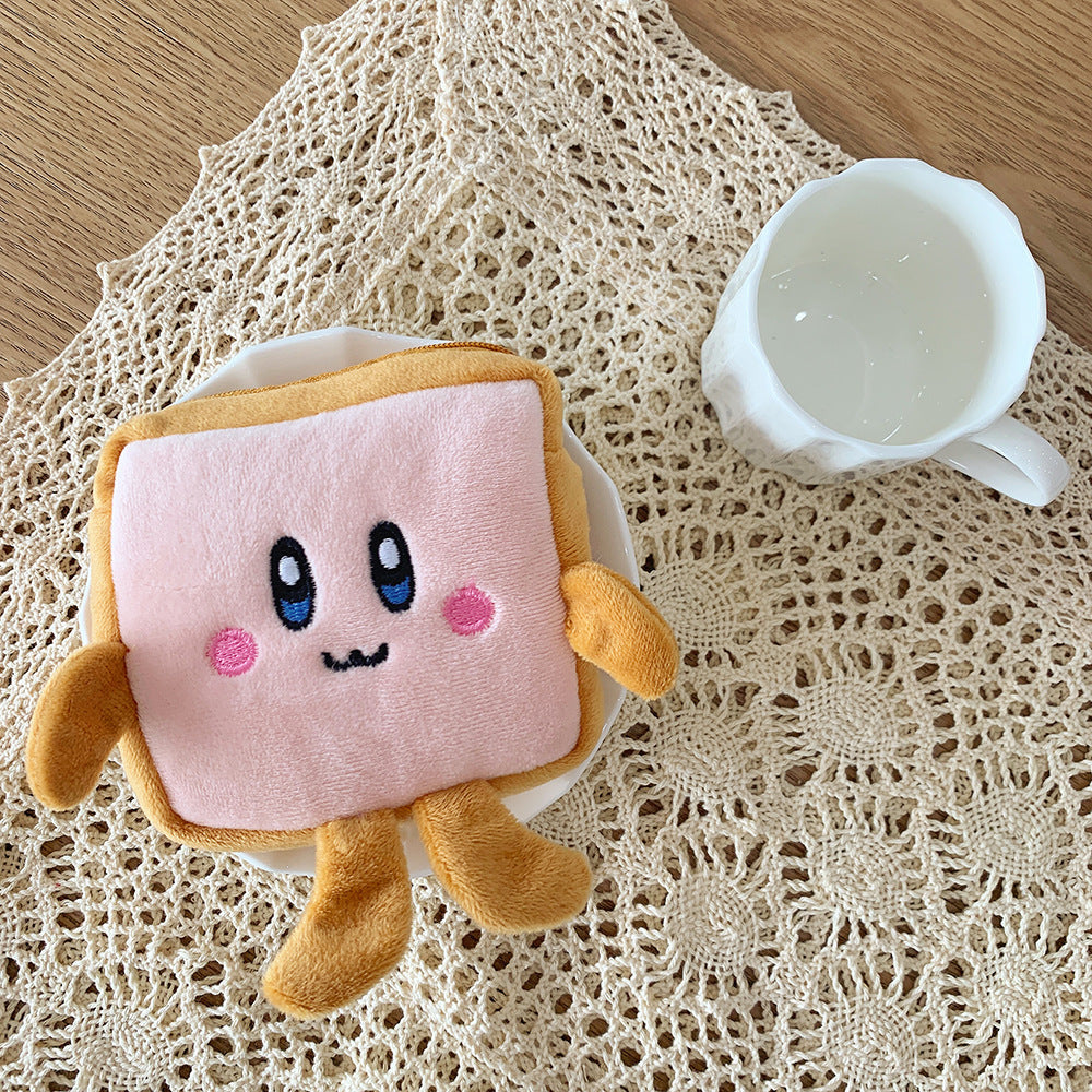 Wholesale Square Toast Coin Purse Storage Bag Creative Plush Mini Wallet
