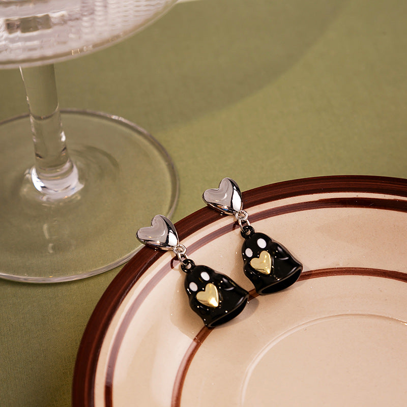 Wholesale Silver Post Cute Villain Stud Earrings Ghost Heart Alloy Earrings