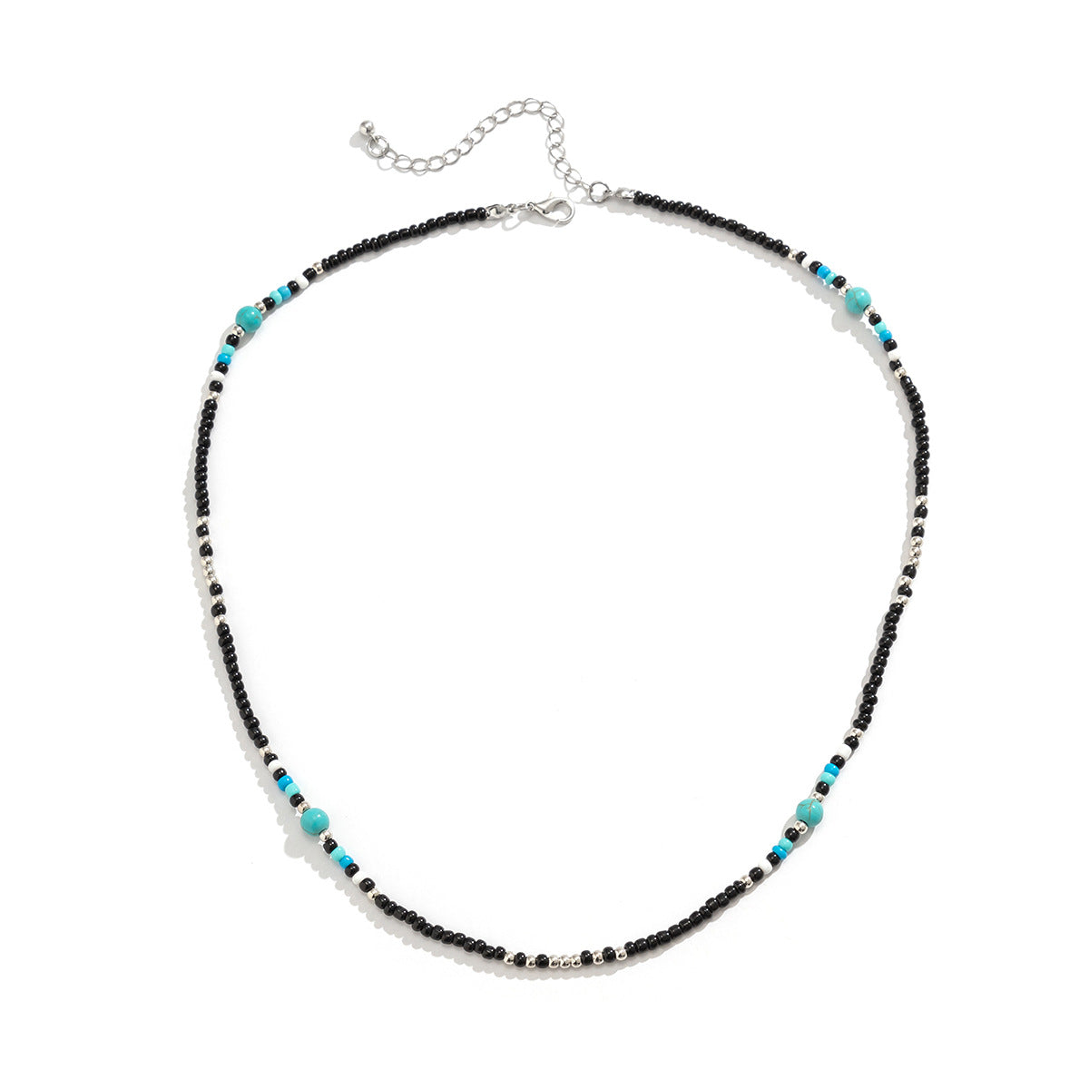 Wholesale Bohemian rice bead necklace men's turquoise clavicle necklace