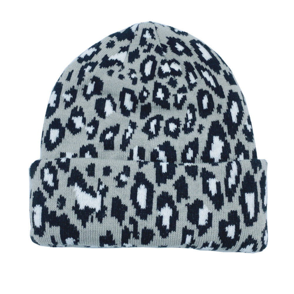 Wholesale Autumn and Winter Leopard Pattern Knitted Hats for Women's Warm Hats