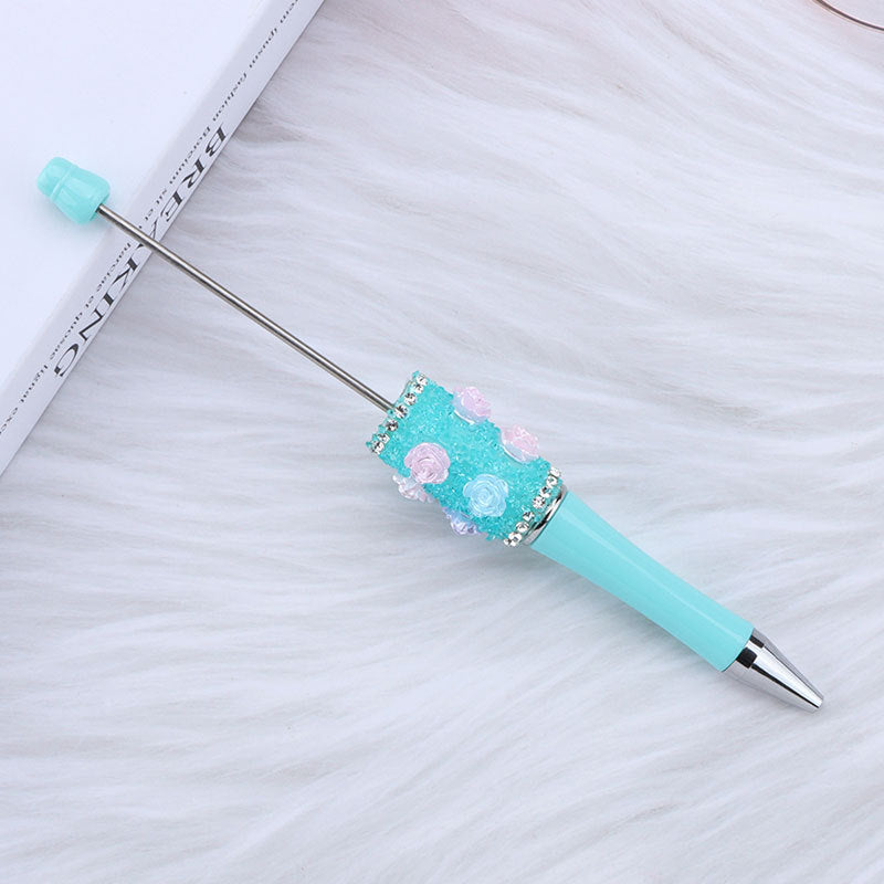 Wholesale 50pcs DIY Rose Flower Sugar Diamond Small Flower Embellishment Creative Beaded Round Bead Cute Pen