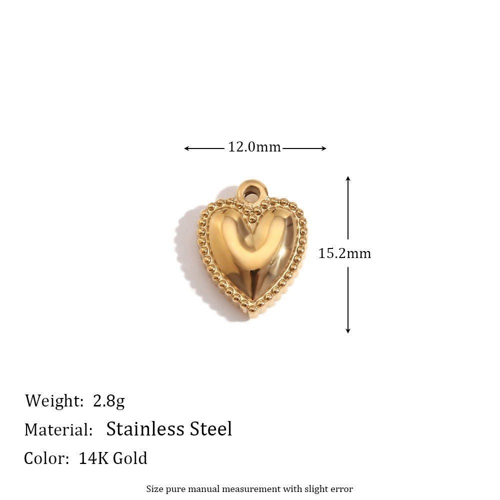 Wholesale Gold heart-shaped geometric pendant with tiny colored diamonds