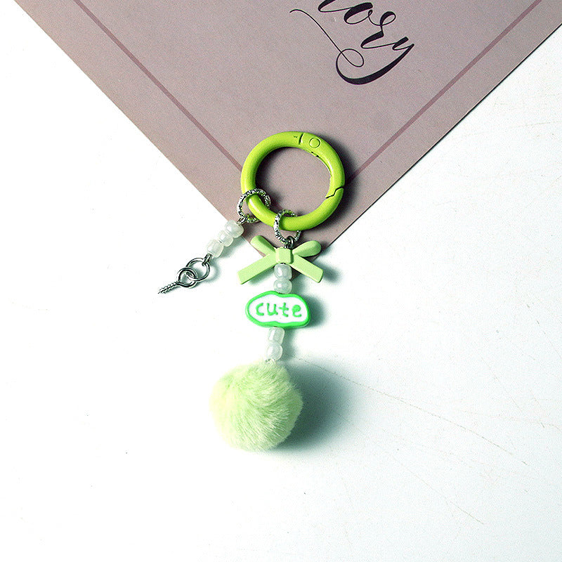 Wholesale Handmade DIY hair ball letter blind box cute beaded keychain