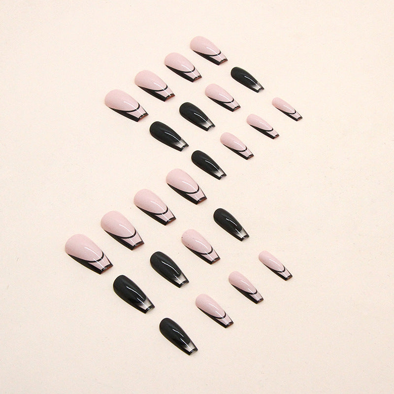 Wholesale Black Pink Solid Color Transparent French Nail Stickers