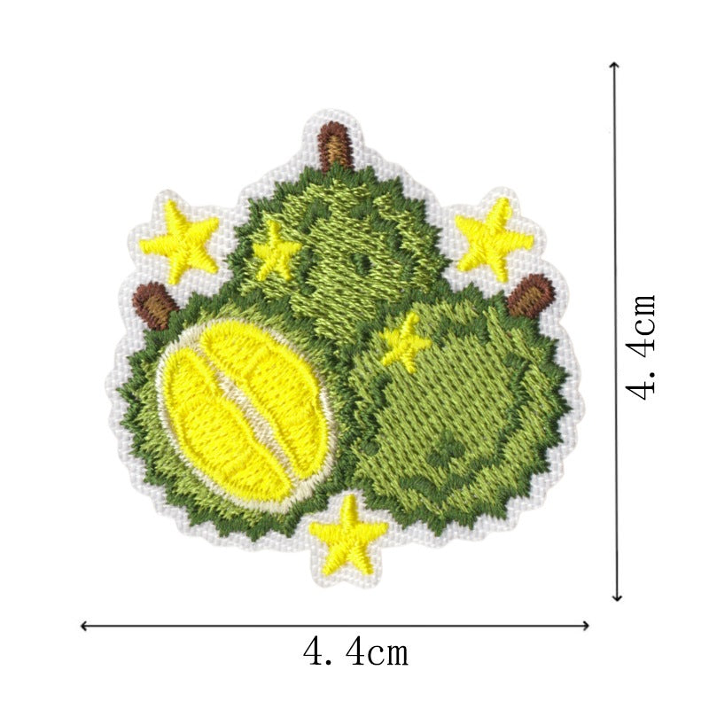 Wholesale Cute Durian Fruit Embroidered Patches 9Pcs Iron On DIY Sewing Applique For Clothes Bags Fashion Accessory