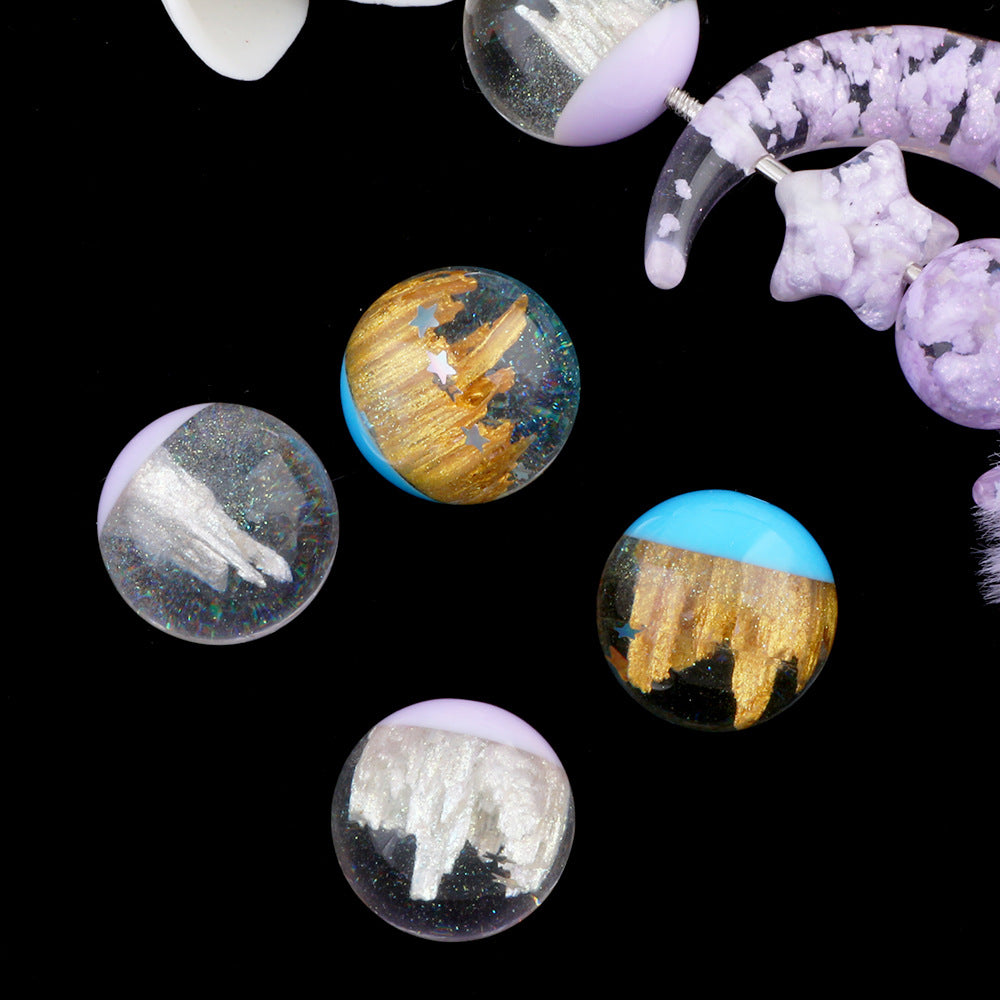 Wholesale 6pcs Acrylic Beads in Beads  Castle Half Hole Beads Pen Cap