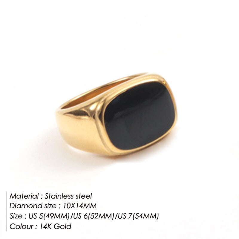 Wholesale retro Hong Kong style stainless steel gold-plated non-fading men's titanium steel ring