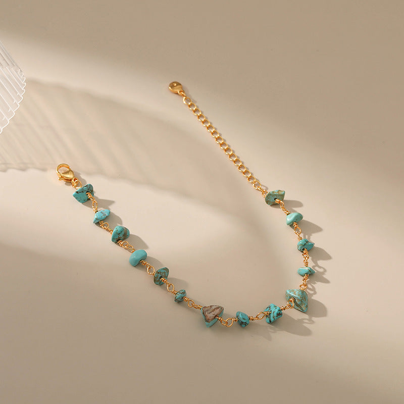 Wholesale Turquoise Ethnic Style Gold Plated Bracelet