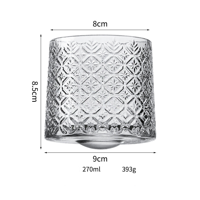 Wholesale Haisman thickened color glass creative rotating whiskey glass hand painted rotating cup with wooden tray decompression Cup