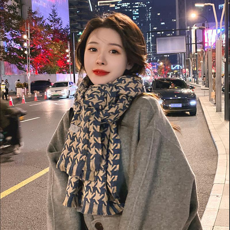 Wholesale Wool Acrylic Houndstooth Scarf