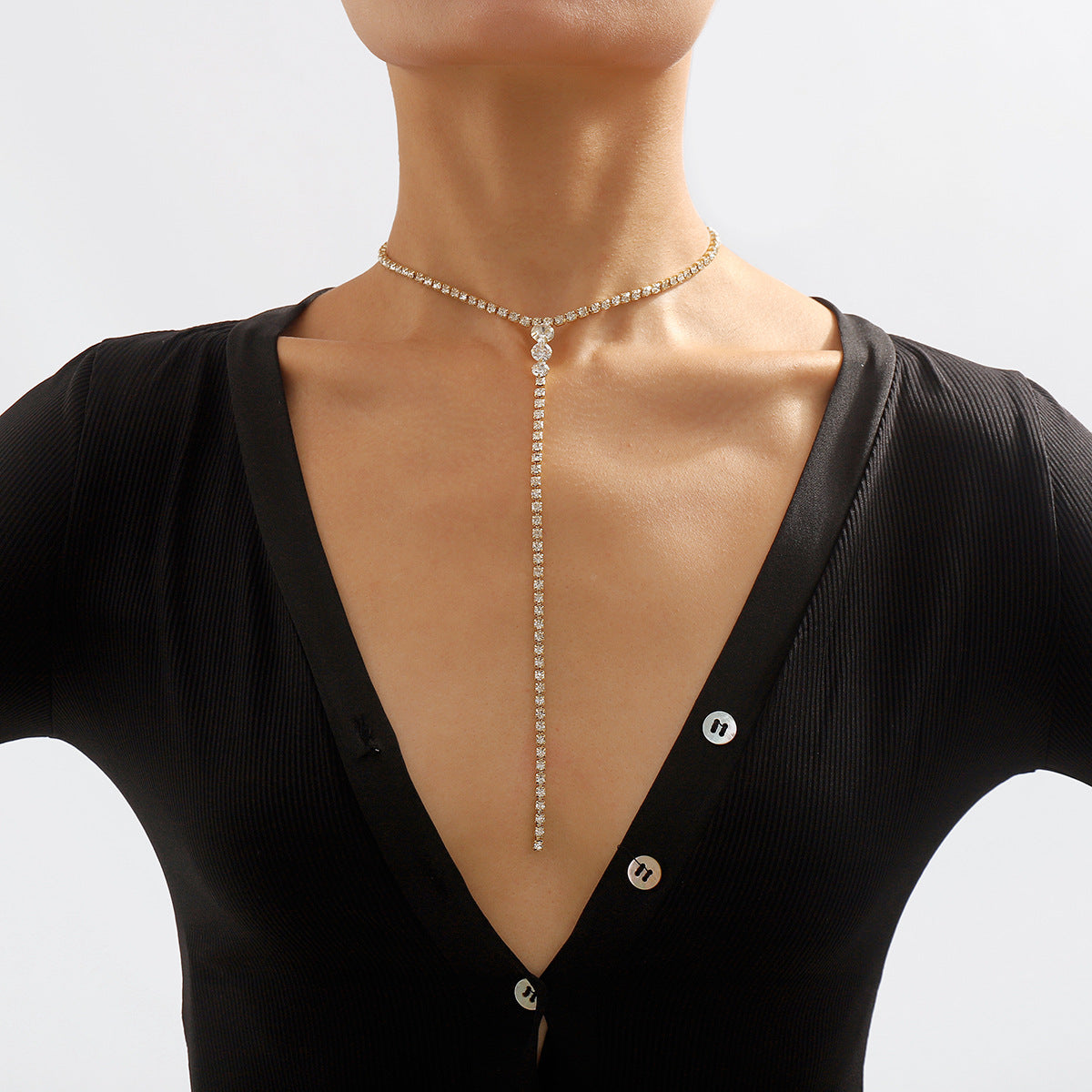 Wholesale Claw Chain Full Diamond Y-shaped Vintage Necklace