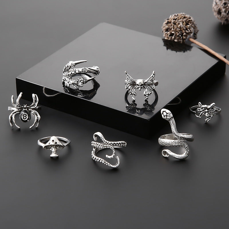 Wholesale Halloween Skull Snake Octopus Animal Ring Set