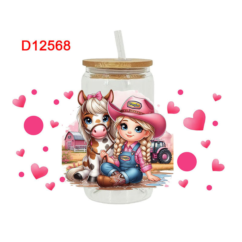 Wholesale Pink Pattern Series 16oz Cup UV DTF Wraps