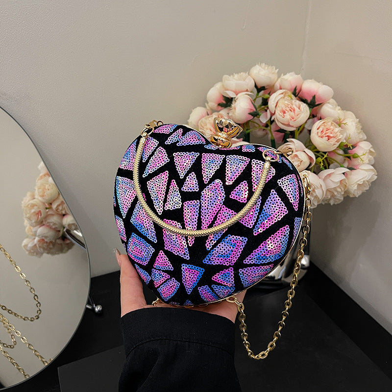 Wholesale Sequined patchwork hand-held clip buckle shell bag crossbody bag