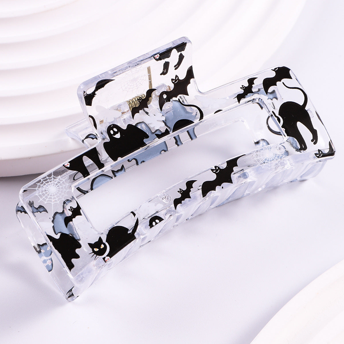 Wholesale Christmas Square Transparent Printed Grab Clip Shark Clip